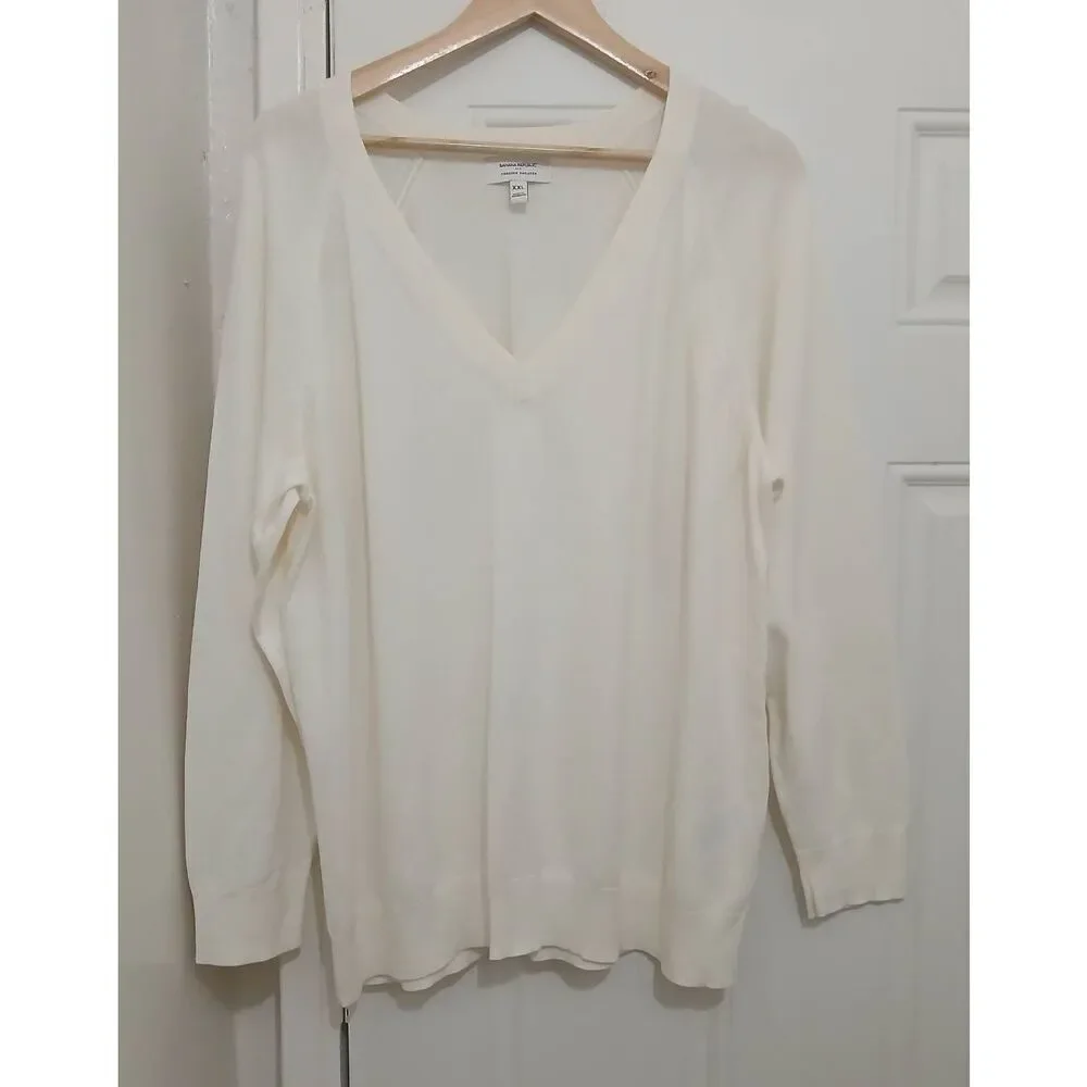 Banana republic womens 2xl cotton viscose spring summer sweater cream ivory